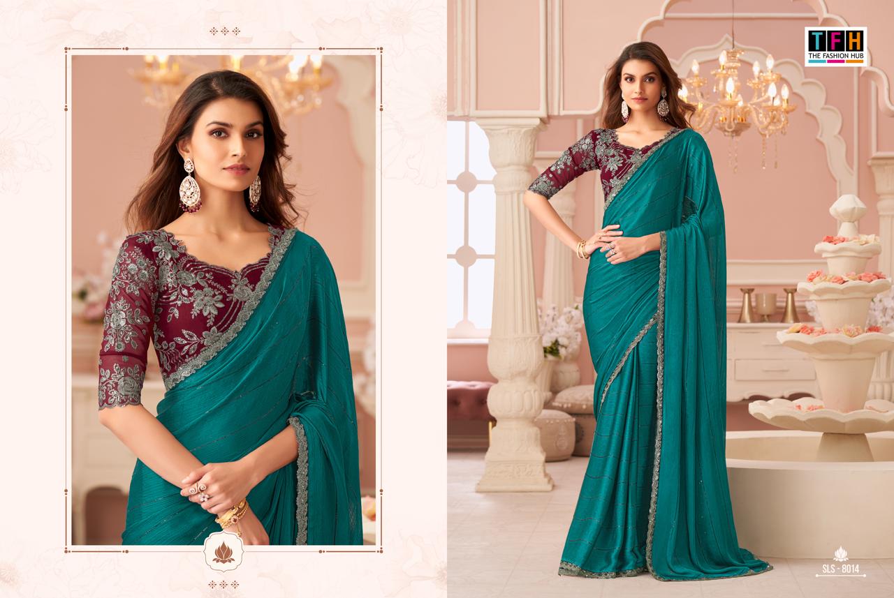 SLS 8014 By TFH Satin Party Wear Saree Wholesale Shop In Surat